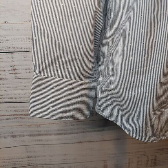 Nautica Men's Classic-Fit Blue White Cotton Long-Sleeve Button Dress Shi… - Picture 5 of 16